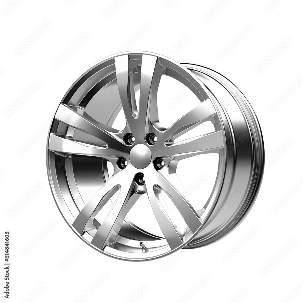 Modern shiny car rim isolated on transparent background, created with generative AI Modern shiny car rim isolated on transparent background, created with generative AI