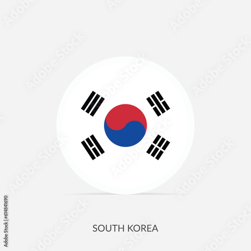 South Korea round flag icon with shadow.