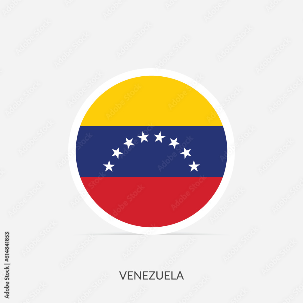 Venezuela round flag icon with shadow.