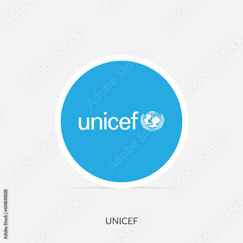 UNICEF round flag icon with shadow.