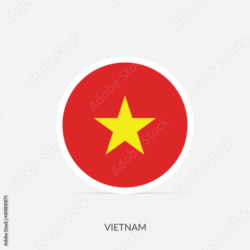Vietnam round flag icon with shadow.