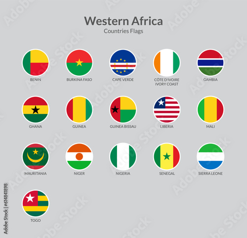 West African Continent countries flag icons collection photo