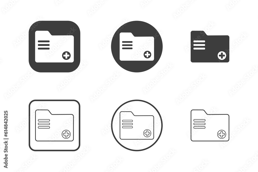 Add folder icon design 6 variations. Isolated on white background. Add folder icon design 6 variations. Isolated on white background.