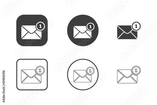 Email message icon design 6 variations. Isolated on white background.