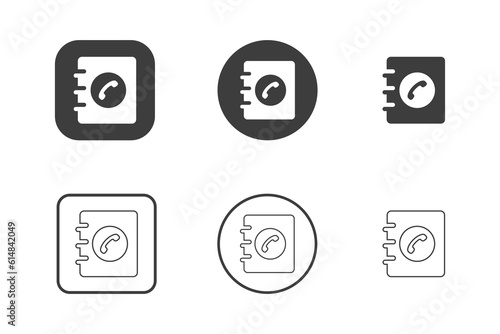 Telephone directory icon design 6 variations. Isolated on white background.