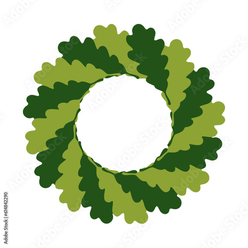 Oak wreath with green leaves, vector illustration on white background