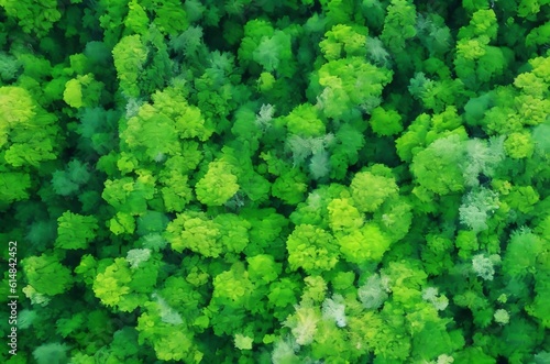 A bird's eye view of a vibrant, verdant forest.