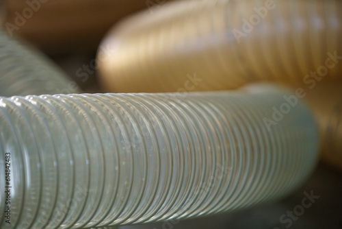 Flexible PUR antistatic suction hose for air conditioning  background flexi hose  industrial ventilation.
