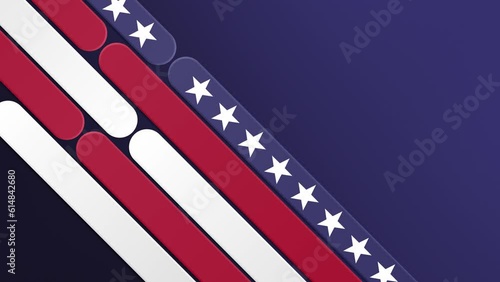 Happy 4th of July! 4th of July Holiday USA Flag Colorful Lines Abstract Decoration Background Loop. USA Independence Day Celebration Holiday. United States of America National Holiday Event. USA Flag 