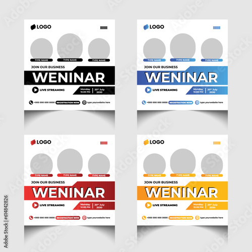 Corporate business digital marketing  live webinar banner or social media post template design.