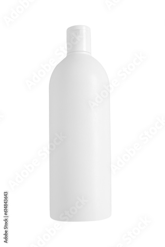 White cosmetic bottle on a white background.