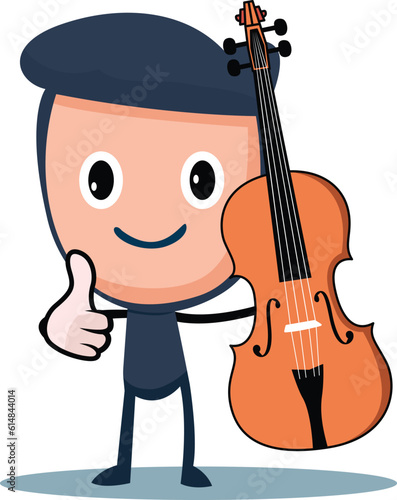 Violin teacher character with thumbs up hand sign illustration vector image