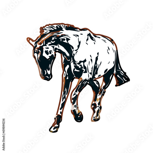 Color sketch of a horse with transparent background