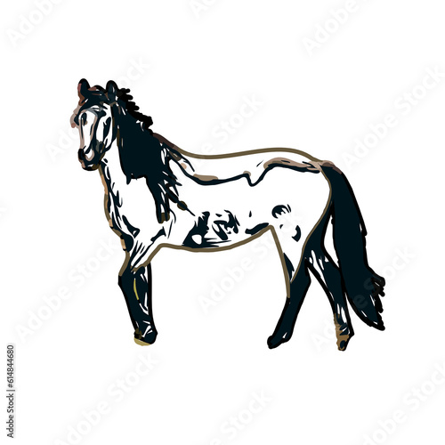 Color sketch of a horse with transparent background