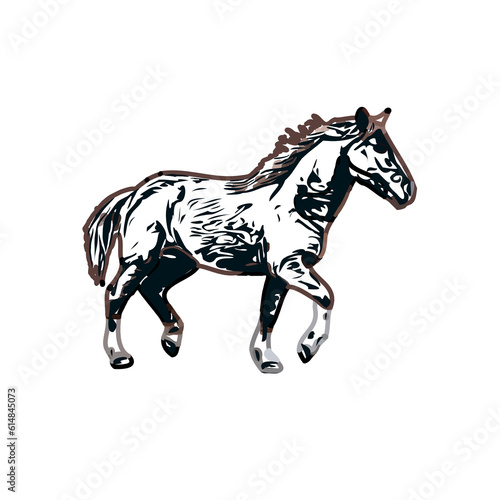 Color sketch of a horse with transparent background