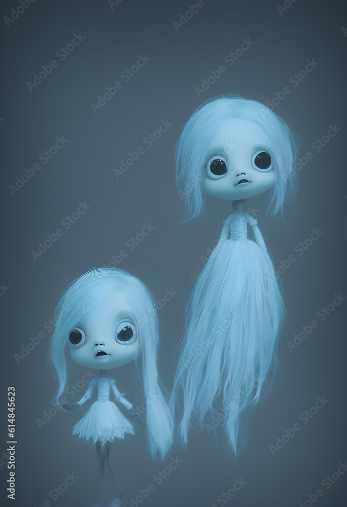 Obraz premium cute ghost and Pumpkins in pastel tone cute are celebrate the halloween festival 3d glowing. Happy Halloween pumpkins, cute ghost, trick fantasy fun party, Online, Generative AI, illustration