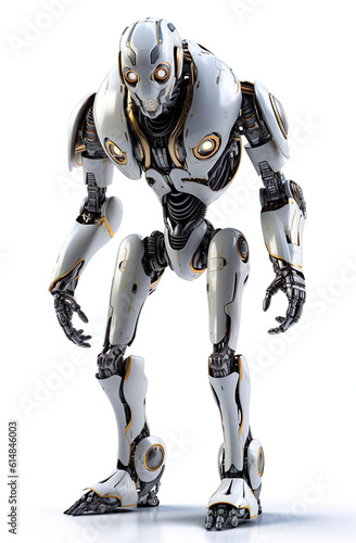 Humanoid robot futuristic machine android generative AI illustration isolated on white background. Future artificial intelligence android concept © Uros Petrovic