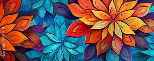 Geometric flowers background  vivid colors wallpaper texture Generative AI