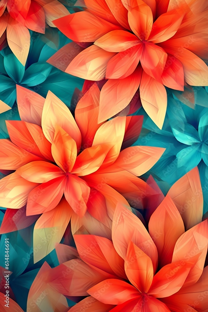 Geometric flowers background, vivid colors wallpaper texture Generative AI Geometric flowers background, vivid colors wallpaper texture Generative AI