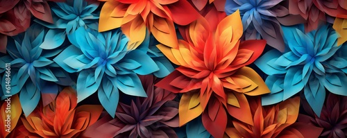 Geometric flowers background  vivid colors wallpaper texture Generative AI