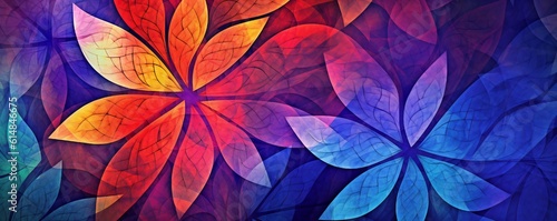 Geometric flowers background, vivid colors wallpaper texture Generative AI