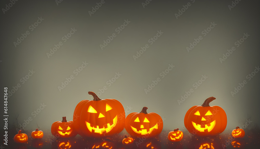 background image Pumpkins In The Spooky Night cute are celebrate the halloween festival 3d glowing. Happy Halloween pumpkins, cute ghost, trick fantasy fun party, Online, Generative AI, illustration background image Pumpkins In The Spooky Night cute are celebrate the halloween festival 3d glowing. Happy Halloween pumpkins, cute ghost, trick fantasy fun party, Online, Generative AI, illustration