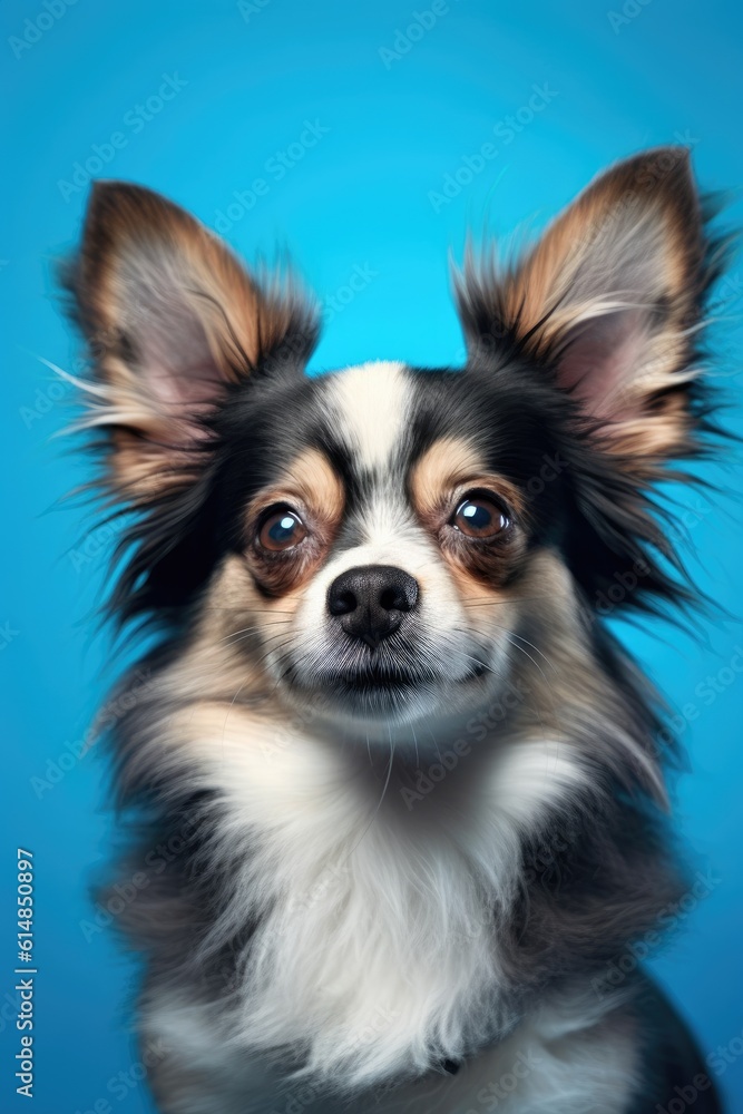 photo dog blue background