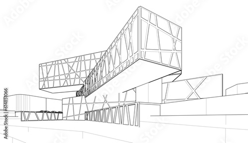 Modern architecture 3d illustration 