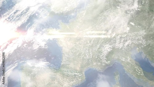 Zoom in from space and focus on Chateauroux, France. 3D Animation. Background for travel intro. Elements of this image furnished by NASA photo