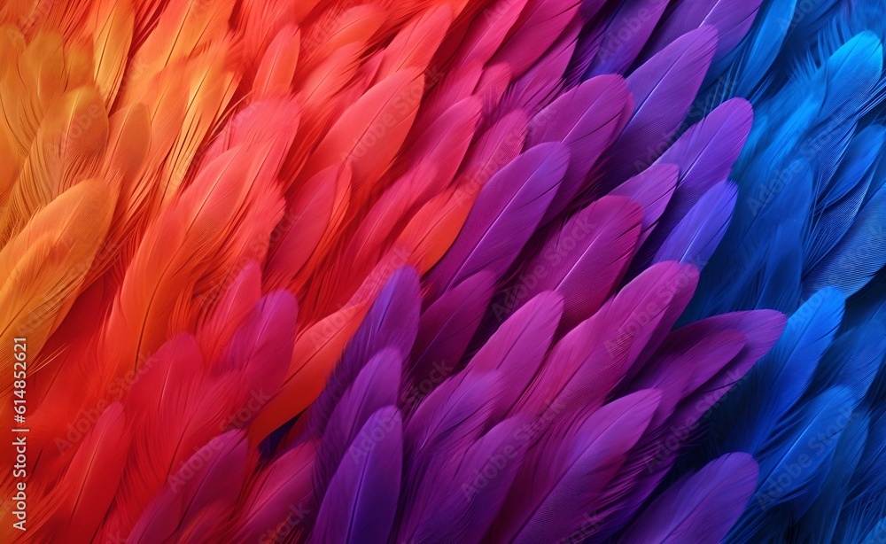 Colorful Feathers Detailed Abstract Texture. Generative AI. Colorful Feathers Detailed Abstract Texture. Generative AI.