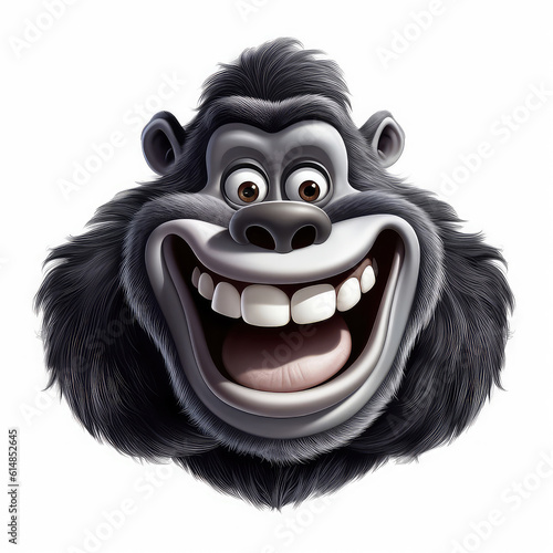 Cartoon Gorilla mascot smiley face on white background © Veniamin Kraskov