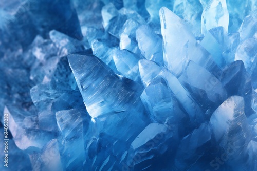 Luminous blue crystal ice glacial texture palace arctic frost snow ice  fog  foreboding diffused light  smooth sharp rendering  hyper realistic  Intricate fine details Generative AI