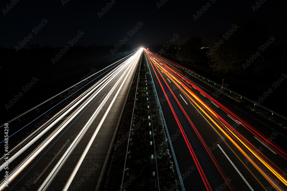 evening highway with long exposure at dark