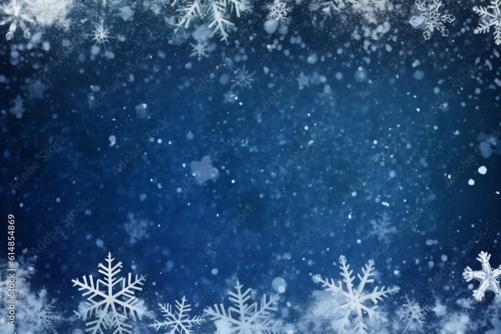 Macro close up of Snowflakes and snow borders on a blue crystal background, hight quality illustration, AI Generative Macro close up of Snowflakes and snow borders on a blue crystal background, hight quality illustration, AI Generative