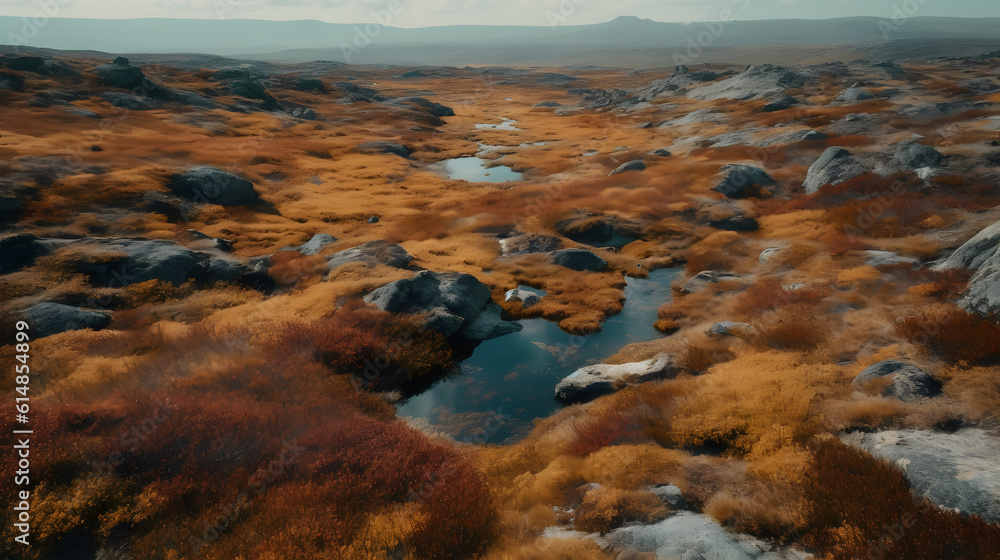 The beauty of the arctic tundra landscape. Generative AI