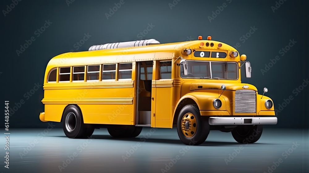 Traditional yellow schoolbus created with Generative AI technology