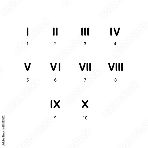 Roman numbers hand drawn vector set icon