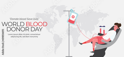 World blood donor day.horizontal banner template. Blood donation illustration