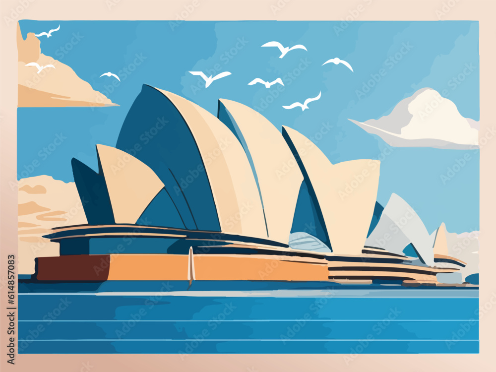 Fototapeta premium Sydney City Opera House Background Vector Illustration Design