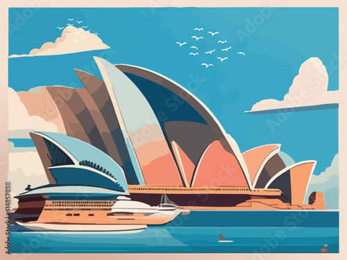 Sydney City Opera House Background Vector Illustration Design