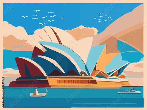 Sydney City Opera House Background Vector Illustration Design