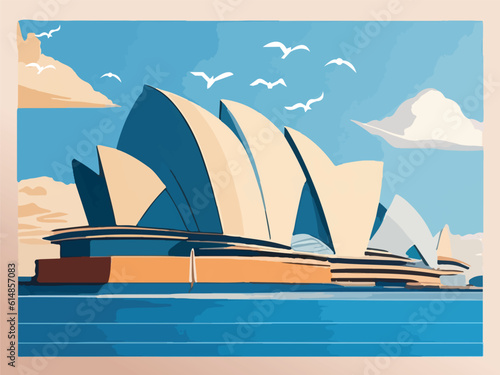 Sydney City Opera House Background Vector Illustration Design