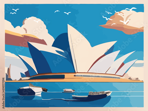 Sydney City Opera House Background Vector Illustration Design