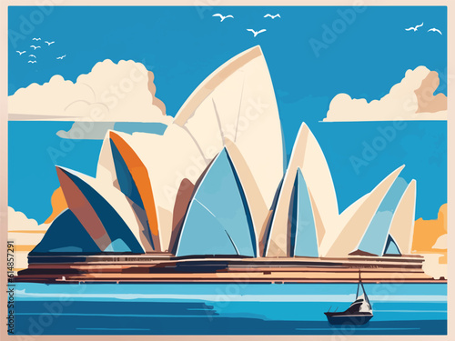 Sydney City Opera House Background Vector Illustration Design