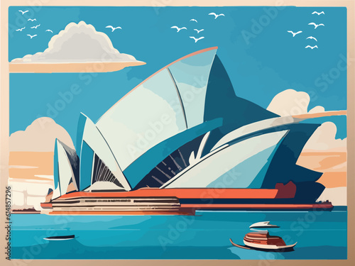Sydney City Opera House Background Vector Illustration Design