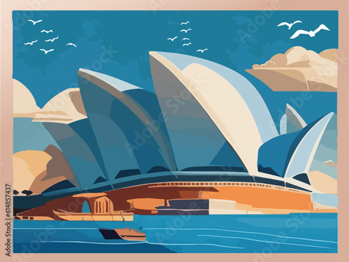 Sydney City Opera House Background Vector Illustration Design