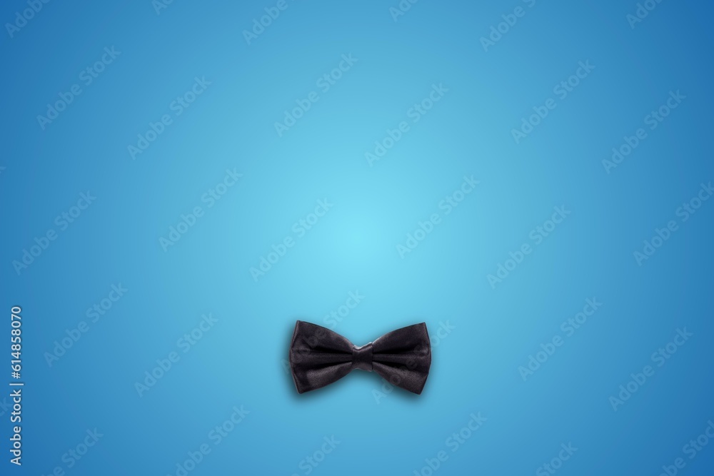 Black gentleman bow tie men fathers dad concept on blue background Black gentleman bow tie men fathers dad concept on blue background