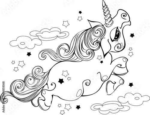 Cartoon Unicorn Vector Graphic