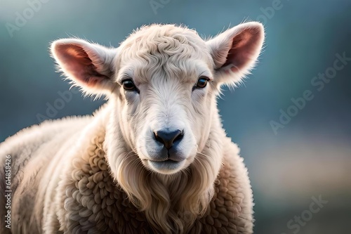 white sheep on pastel background. ai generative