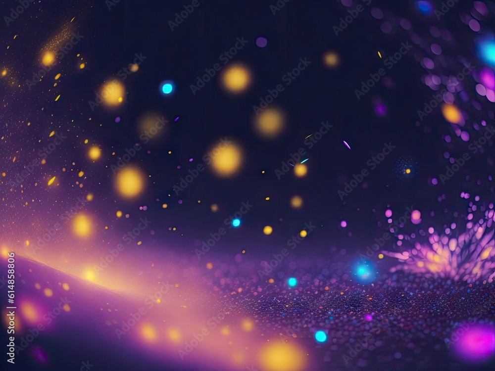 Magical neon background with bokeh and tiny. ai generative